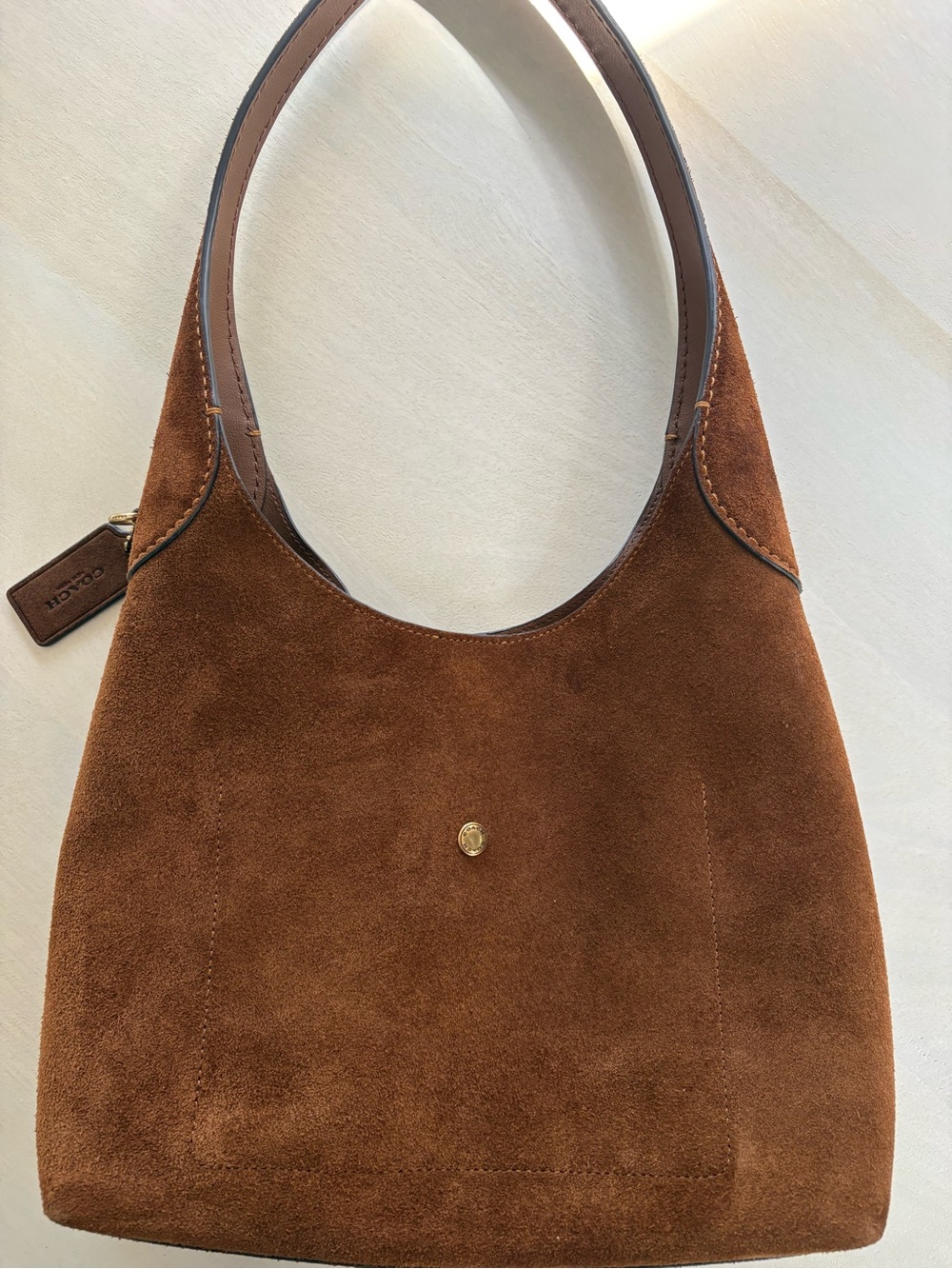 Coach Brown Suede Hobo Shoulder Bag - Picture 5 of 7